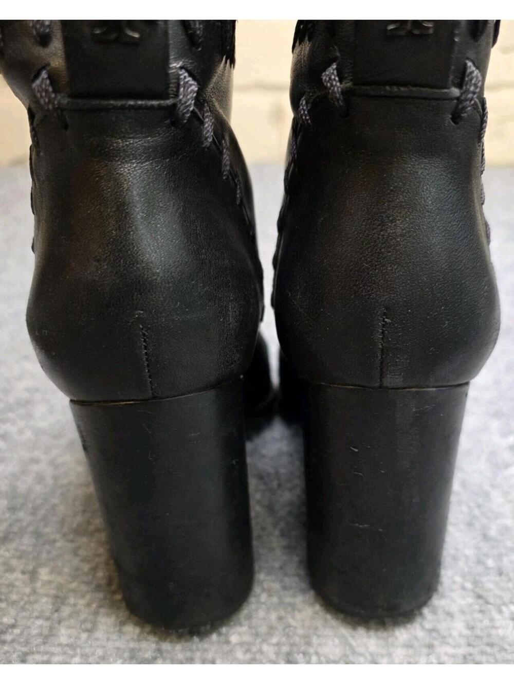 Tory Burch Contraire Block Heel Leather Boot Black Size 9 - Picture 7 of 15